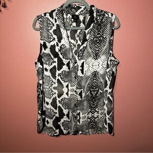 Worthington Monochrome Snakeskin Sleeveless Blouse